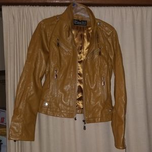 Faux leather jacket tan brown color size xl